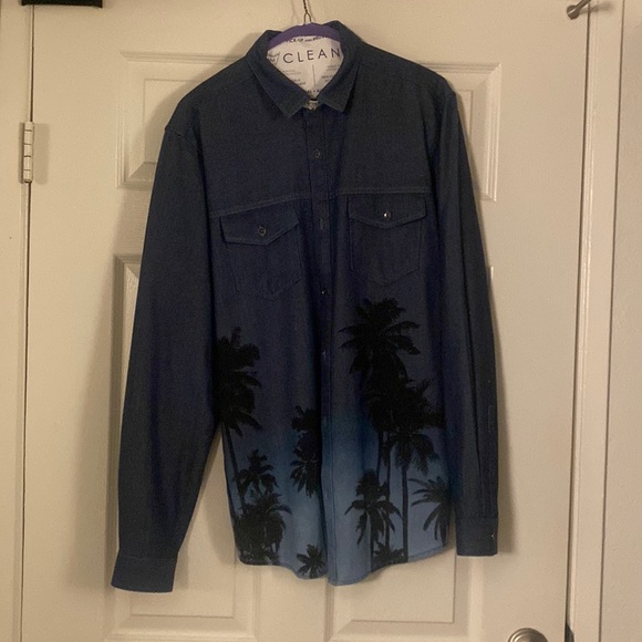 INC palm tree mens long sleeve shirt - Picture 1 of 2